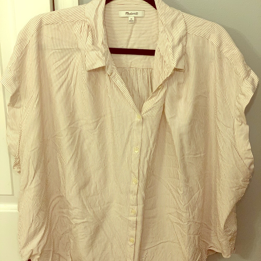 Madewell Central shirt in peach and ivory